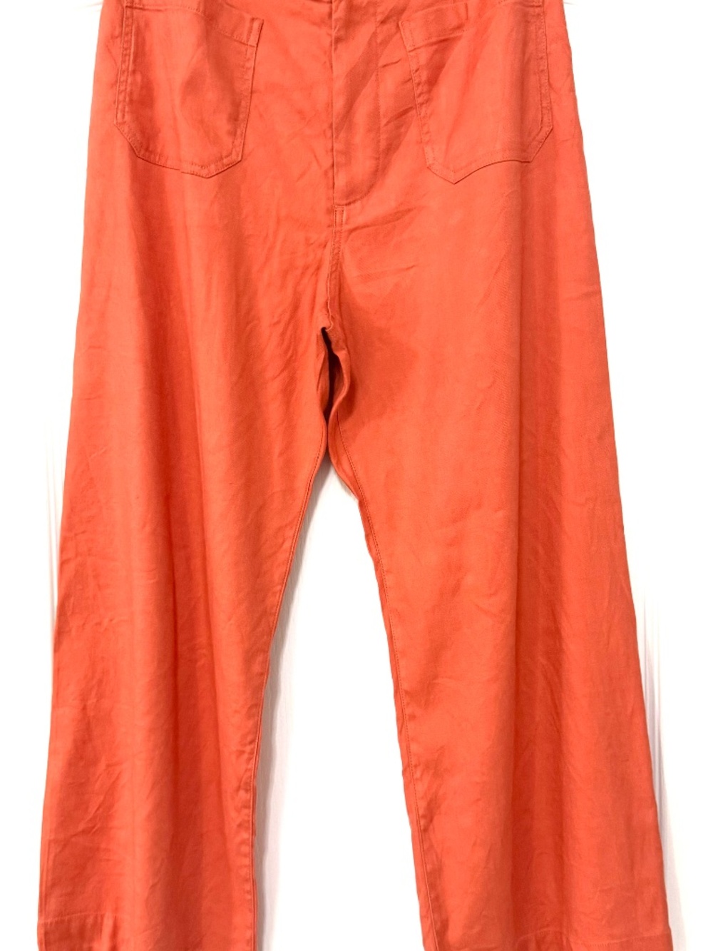 Anthropologie Maeve The Colette Crop Wide Leg Linen Blend Pants Orange Size 31 - Picture 12 of 12